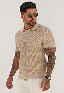 Camisa Polo Tricot Bege