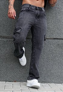 Calça Cargo Jeans Preta