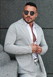 Blazer Alfaiataria Gelo Texturizado