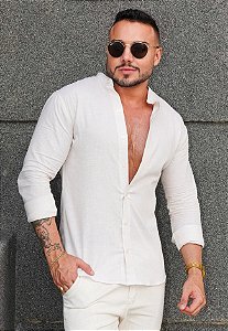 Camisa Gola Padre Linho Cru