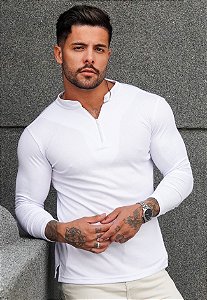 Blusa Zíper Manga Longa Branca