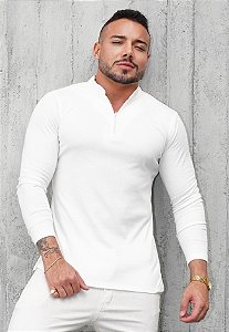 Blusa Zíper Manga Longa Off White