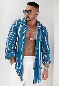 Max Camisa Estampada Azul