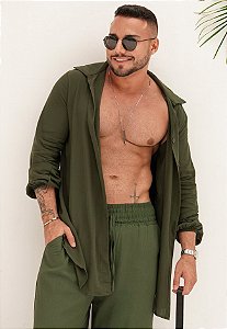 Max Camisa Viscolinho Verde Militar