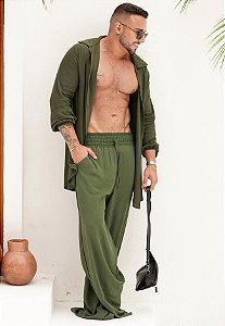 Conjunto Viscolinho Verde Militar