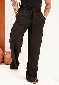 Calça Pantalona Cargo Preta