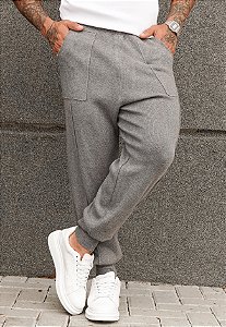 Calça Jogger Tricot Cinza Mescla