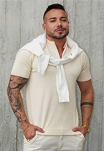 Blusa Tricot Zíper Marfim