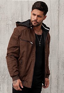 Jaqueta Dupla Face Suede Marrom Café