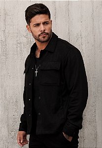 Jaqueta Trucker Suede Preta