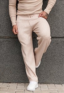 Calça Pantalona Tricot Marfim