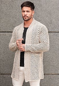 Cardigan Tricot Mousse Xadrez