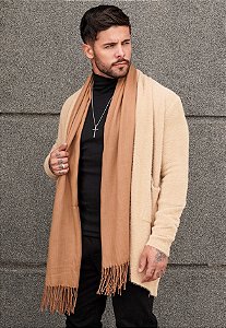Cardigan Sobretudo Tricot Bege