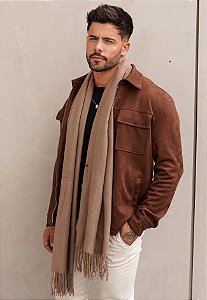 Jaqueta Trucker Suede Marrom Café