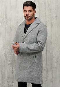 Cardigan Sobretudo Lã Cinza Mescla
