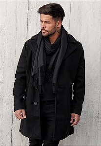 Cardigan Sobretudo Lã Preto