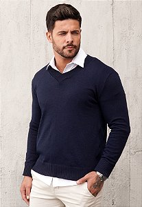 Suéter Tricot Gola V Azul Marinho