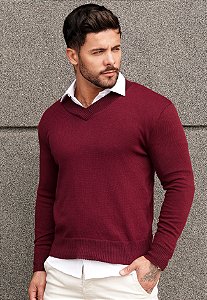 Suéter Tricot Gola V Vermelho Marsala