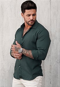 Camisa Social Verde Militar