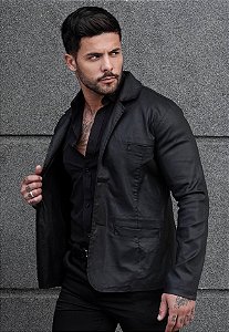 Blazer Alfaiataria Resinado Preto