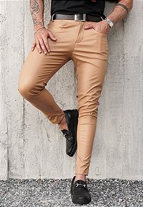 Calça Skinny Couro Caramelo