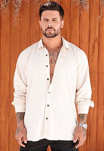 Camisa Manga Longa Linho Areia