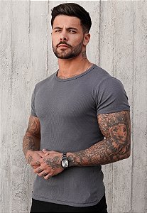 Camiseta Básica Ribana Cinza Grafite