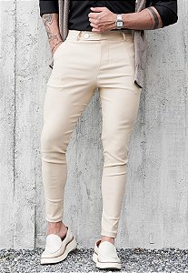 Calça Alfaiataria Italiana Skinny Bege