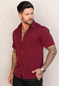 Camisa Social Vermelho Marsala