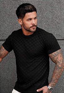 Blusa Tricot Texturizada Preta