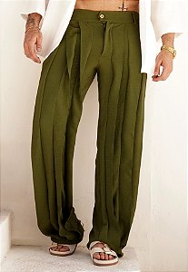 Calça Duna Em Camadas Verde Militar
