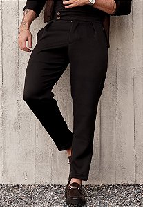 Calça Alfaiataria Ajuste Lateral Preta