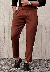 Calça Alfaiataria Ajuste Lateral Marrom Chocolate (Alta demanda – leia a descrição)