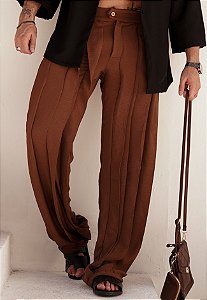Calça Duna Em Camadas Marrom Café