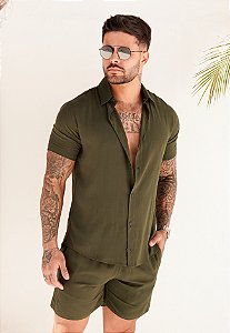 Conjunto Viscolinho Verde Militar