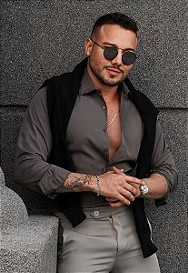 Camisa Social Cinza Grafite