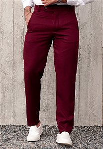Calça alfaiataria italiana vermelho Marsala (Alta demanda – leia a descrição)