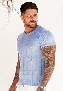 Camiseta Tricot Texturizada Azul Bebê