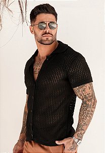 Camisa Polo Tricot Preta