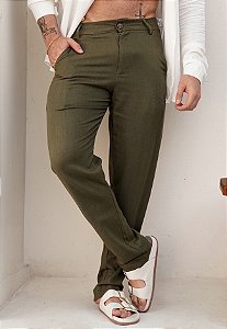 Calça Linho Verde Militar