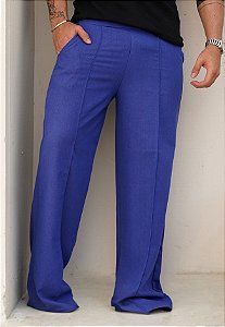 Calça Pantalona Linho Azul Royal