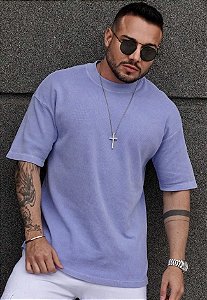 Camiseta Oversized Texturizada Azul