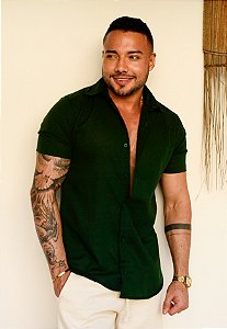 Camisa Linho Verde Militar