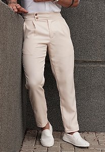 Calça Alfaiataria Ajuste Lateral Bege