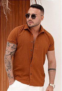 Camisa Linho Caramelo