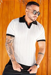 Camiseta Tricot Bicolor Branca