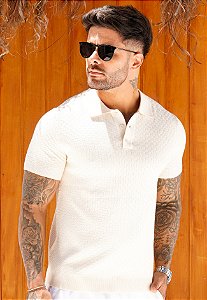 Camiseta Polo Tricot Off White