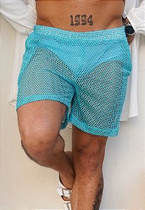 Shorts Arrastão Azul Turquesa