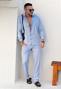 Conjunto Linho Azul Bebê