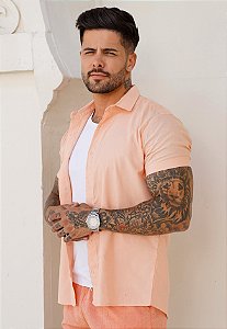 Camisa Linho Salmão